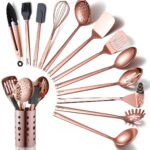Copper Kitchen Utensils Set,13 Pieces Stainless Steel Cooking Utensils Set With Titanium Rose Gold Plating,Kitchen Tools Set With Utensil Holder For Non-Stick Cookware Dishwasher Safe (13 Packs)