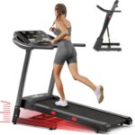 THERUN Incline Treadmill for Running and Walking, 300 lbs Weight Capacity, Wide Belt, 3.0 HP, 18″ LED Screen, 2 Layers Shock-Absorbing