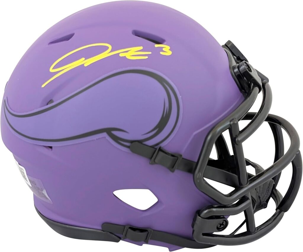 Vikings Jordan Addison Authentic Signed Rave Speed Mini Helmet BAS Witnessed