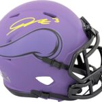Vikings Jordan Addison Authentic Signed Rave Speed Mini Helmet BAS Witnessed