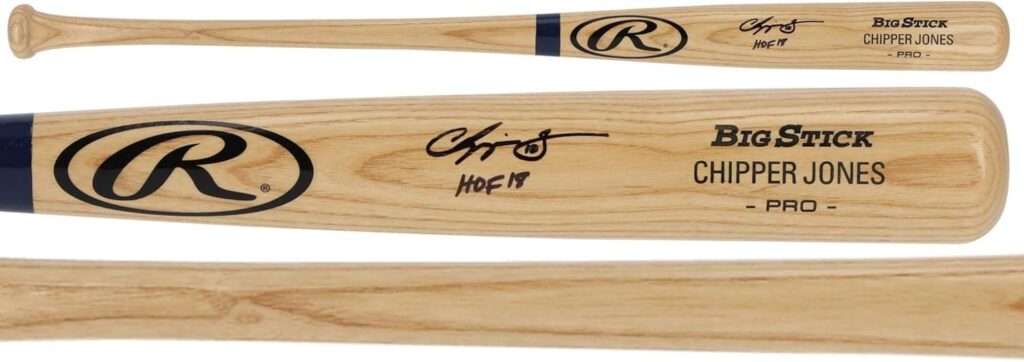 Chipper Jones Atlanta Braves Autographed Rawlings Game Model Bat with “HOF 18” Inscription – Autographed MLB Bats