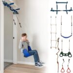 Gym1 6-Piece Doorway Gym Indoor Playground – 6-Piece, Blue – Indoor Playset with Sensory Swing, Pull-Up Bar & Rings, Trapeze, Ladder & Knotted Rope