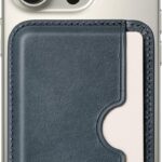 Handcrafted Italian Leather Card Wallet – [Compatible with MagSafe] – [Slim and Strong Magnetic] – [2-Card Holder] – for iPhone 16/15/14/13/12 Series – Mist Blue