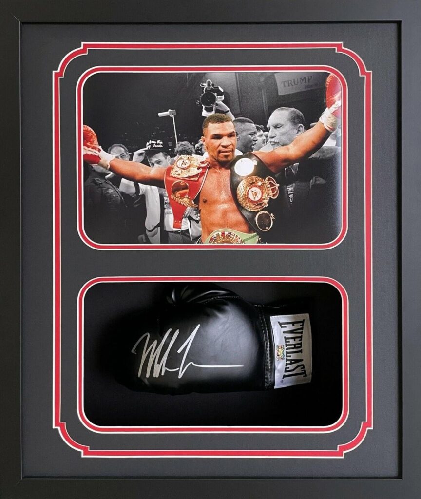 Mike Tyson Signed Glove Shadow Box Mike Tyson Hologram Authentic Belts – Autographed Boxing Gloves