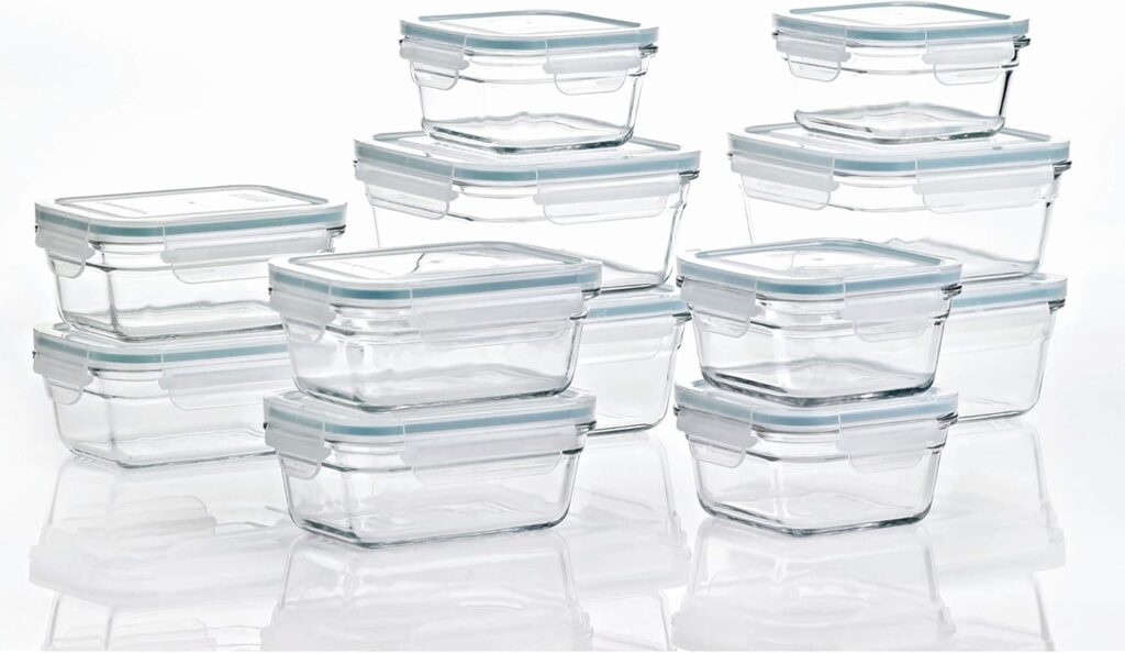 GLASSLOCK 24 Piece Oven Microwave Safe Glass Food Storage Containers Set w/Lids