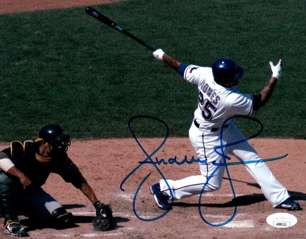 Andruw Jones Signed Autographed 8X10 Photo Texas Rangers At Bat JSA AE80112