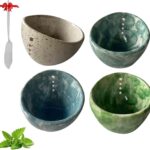 Pottery Herb Stripper Bowl, Handmade Ceramic Herb Stripper Bowl With Various Hole Sizes,Efficient And Quick Leaf Removal for Separating Stems(E)