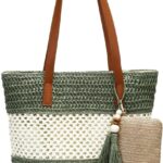 Beach Straw Bags for Women, Summer Travel Bag Woven Straw Purse, Handmade Clutch Beach Tote Bag Shoulder Handbags