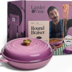 Chef Joe Sasto Enameled Cast Iron Braiser with Lid, for Slow Cooking, Roasting & Searing, Oven Safe, Induction Compatible, Easy-Clean Finish