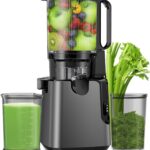 Juicer Machines with 5.4″ Large Feed Chute, 400W Cold Press Juicer for Whole Vegetables and Fruits, Slow Masticating juicer Easy to Clean Juice Extractor Machine High Juice Yield(Titanium Gray)