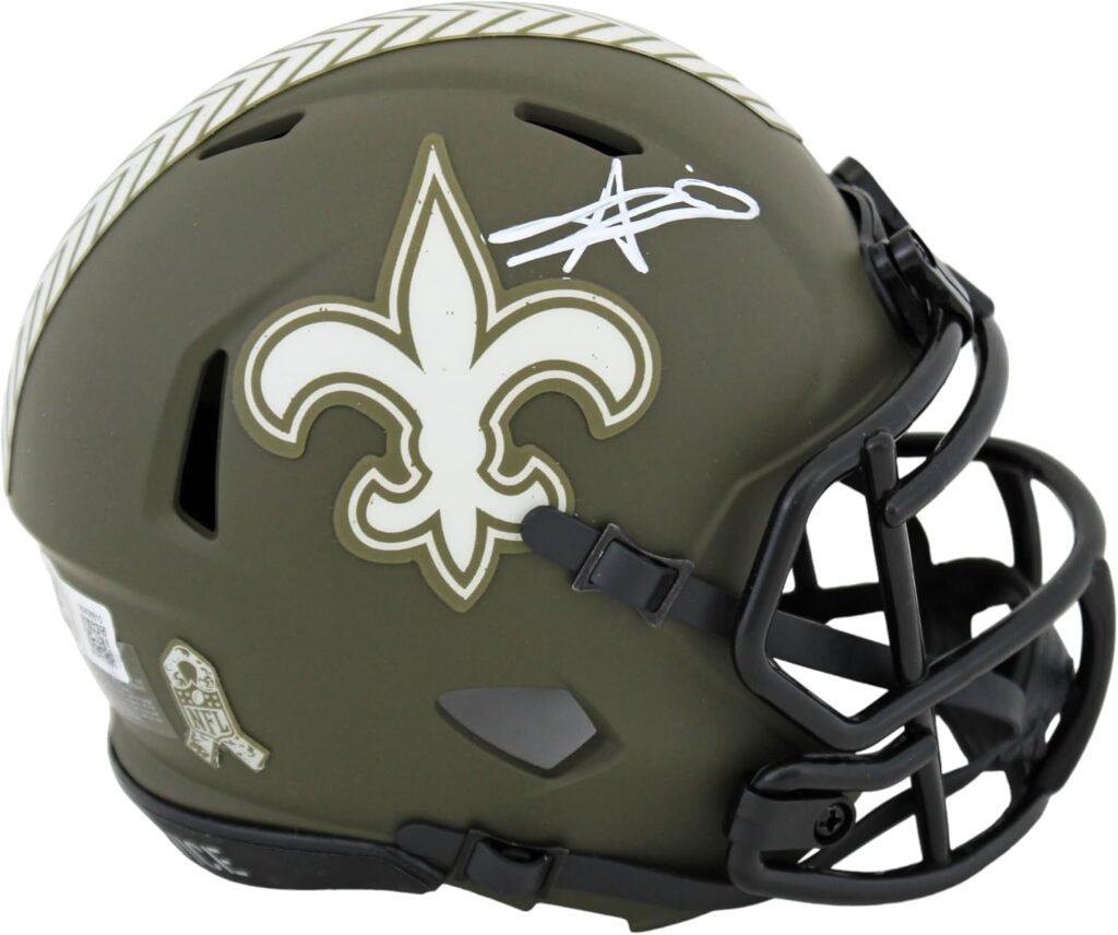 Saints Alvin Kamara Signed Salute To Service Speed Mini Helmet BAS Witnessed