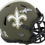 Saints Alvin Kamara Signed Salute To Service Speed Mini Helmet BAS Witnessed