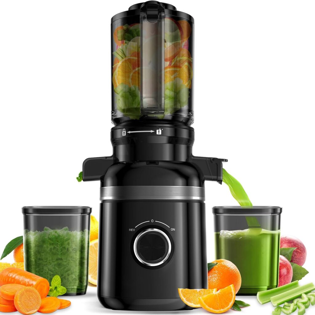 Juicer Machines Cold Press Juicers – 4.4 Extra Wide Feed Chute, Masticating Juicer Machine for Vegetable and Fruit, Quiet, Easy to Clean & Assemble