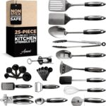 Asani 25-Piece Stainless Steel Kitchen Utensil Set | Non-Stick Cooking Gadgets and Tools Kit | Durable Dishwasher-Safe Cookware Set | Kitchenware Gift Idea, Best New Apartment Essentials