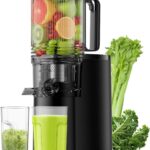 Cold Press Juicer, 5.3″ Wide Feed Chute Juice Extractor Machine with 400W, High Juice Yield, Slow Masticating Juicer for Whole Vegetables & Fruits, Textured black
