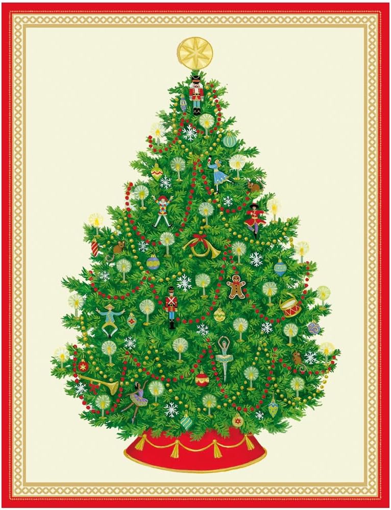 Caspari Nutcracker Ballet Christmas Tree Large Boxed Christmas Cards – includes 15 Boxed Christmas Cards