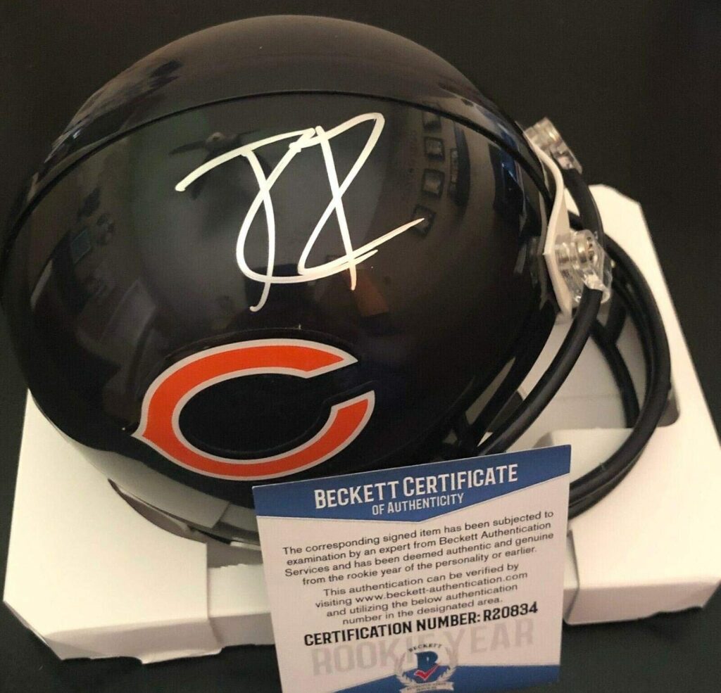 Riley Ridley Signed Chicago Bears Mini Football Helmet W/Beckett COA Proof – Autographed NFL Mini Helmets