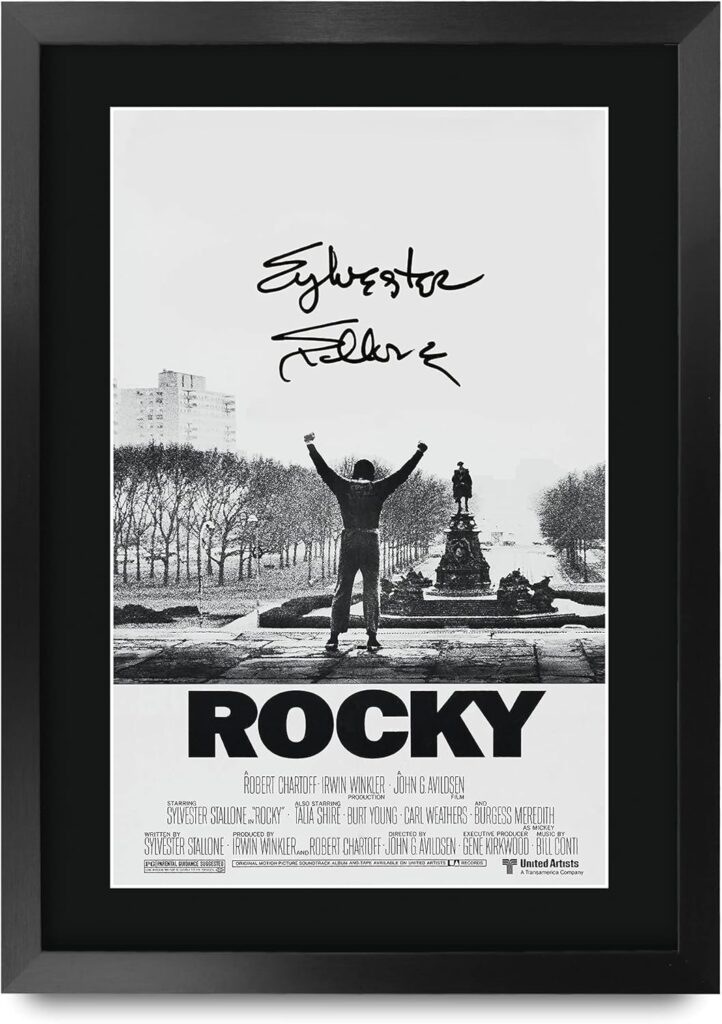 HWC Trading Rocky Movie Poster Sylvester Stallone Signed 16″ x 12″ Framed Gift Printed Autograph Film Print Photo Picture Display – 16 x 12 Inches Framed