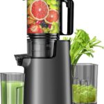 Cold Press Juicer, Juicer Machines with 5.4″ Wide Feed Chute for Juice Extractor, Professional Slow Masticating Juicer for Whole Vegetables & Fruits with High Juice Yield, Easy to Clean (Black)