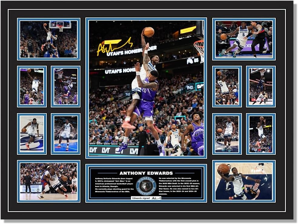 MENKARWHY Anthony Edwards Signed Poster For Kids Room Bedroom Wall Decor-Basketball Superstar Posters Canvas Art Print Picture For Teen Boy Fans Birthday D3gifts