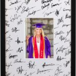 GraduatePro 11×14 Graduation Signature Board Picture Frame with 5×7 Mat for Wedding Birthday Guest Book Signing, Black with Off White Mat