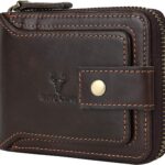 Zipper Wallet Men RFID Blocking Leather Bifold Wallets For Men – Flap ID Window Zip Coin Pocket Mens Zipper Wallets – Big Capacity Credit Card Travel Wallet