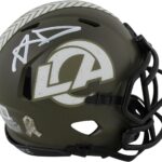 Rams Aaron Donald Authentic Signed Salute To Service Speed Mini Helmet BAS Wit