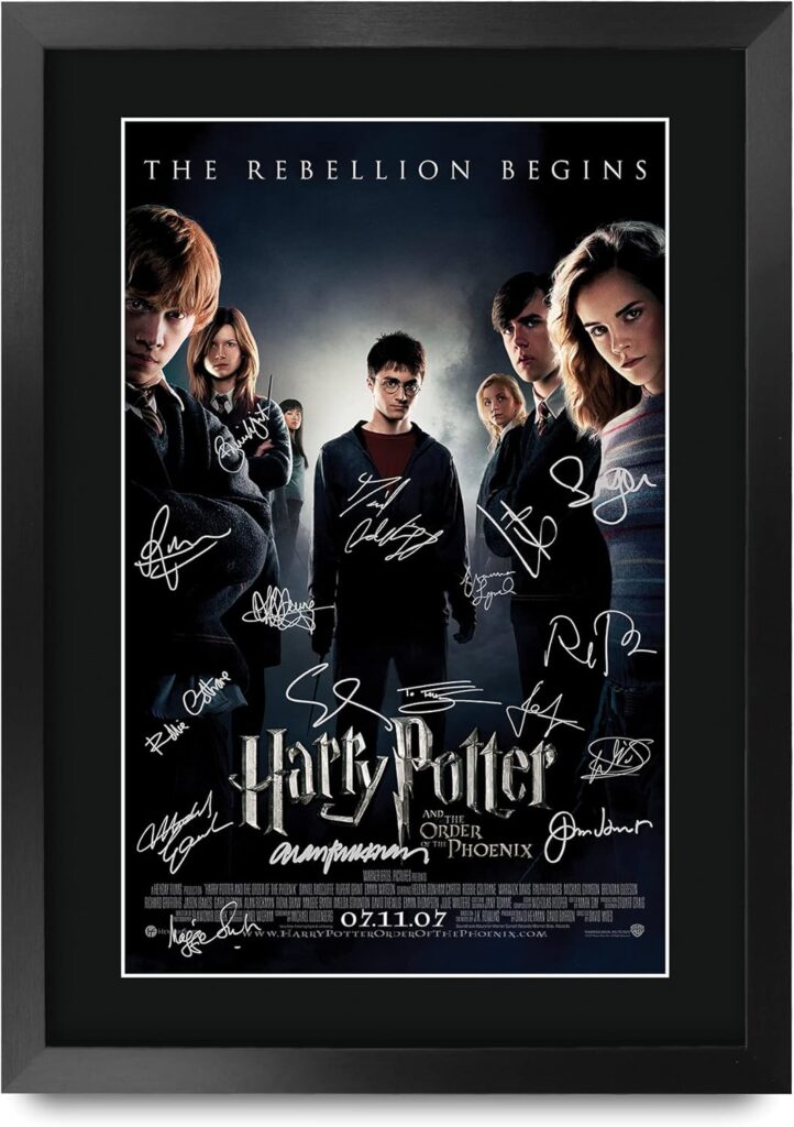 HWC Trading Order of the Phoenix Harry Potter The Cast Daniel Radcliffe Emma Watson Rupert Grint Gifts Printed Poster Signed Autograph Picture for Movie Memorabilia Fans – A3 Framed