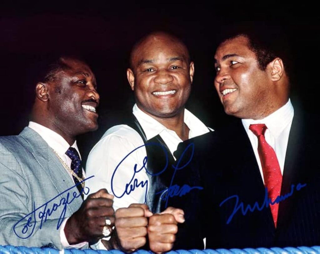 Ikonic Fotohaus Muhammad Ali Joe Frazier George Foreman Boxing Legends Signed Photo Autograph Print Wall Art Home Decor