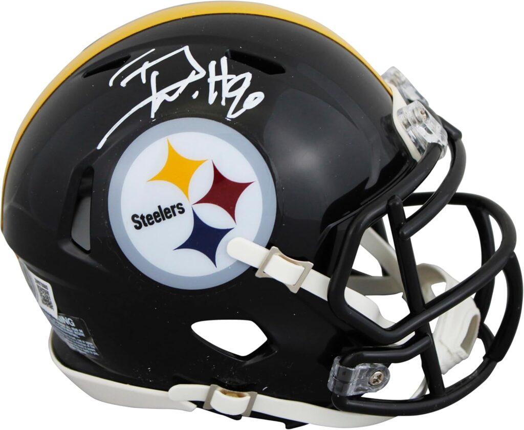 Steelers T.J. Watt Authentic Signed Speed Mini Helmet w/White Sig BAS Witnessed