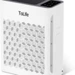 Tolife Powerful Air Purifiers for Home Large Room Up to 1095 Ft²Pets with Washable Filter, Sleep Mode, Timer, HEPA Filter Pet Air Purifier for Bedroom,White
