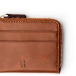 RFID Blocking Zipper Wallet, Slim Business Card Holder, Men & Women, Handcrafted Full-Grain Leather, Gift Box & Pouch, Christmas & Birthday, Tan