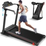 ANCHEER 2025 Premium Treadmill – 3.5HP Treadmills 350+ LBS Weight Capacity- 3-Level Incline, Foldable Design, Adjustable Height with Desk & Pulse Sensor – Perfect for Home Office & Family Workouts