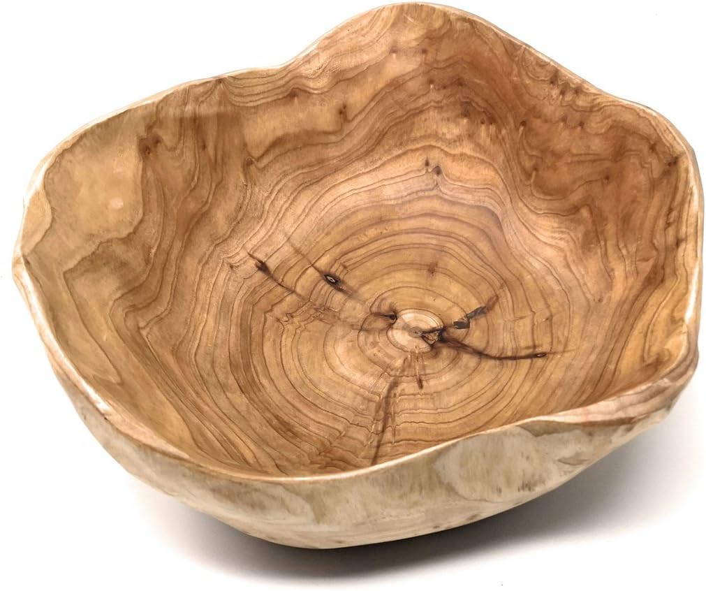 THY COLLECTIBLES Wooden Bowl Handmade Storage Natural Root Wood Crafts Bowl Fruit Salad Serving Bowls (Small 8″-10″)