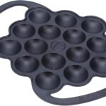 Victoria Cast Iron Poffertjes Dutch Pancake Pan with Loop Handles, Preseasoned with Flaxseed Oil, Made in Colombia