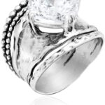 JEAN RACHEL JEWELRY 925 Sterling Silver Ring – Bold with Prong-Set Cubic Zirconia Vintage Design – Hypoallergenic, Lead & Nickel Free – Artisan Handcrafted Statement Rings for Women