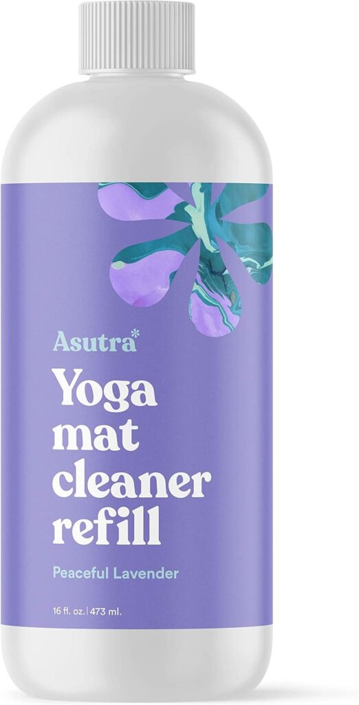 ASUTRA Yoga Mat Cleaner Spray Refill (Peaceful Lavender), 16 fl oz – Organic Essential Oils, No Slippery Residue, Deep-Cleansing for Fitness Gear & Gym Equipment