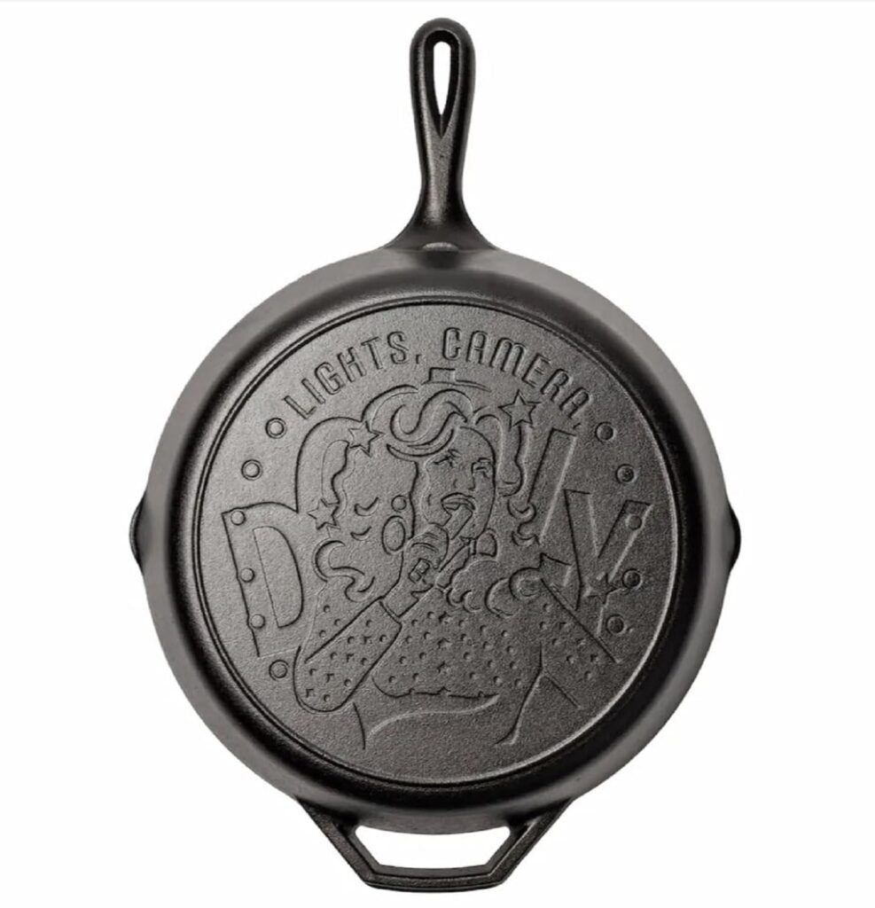 Lodge 12 Inch Dolly Parton “Lights, Camera, Dolly” Cast Iron Skillet – Special Edition, Made in USA, Naturally Seasoned, Oven Safe, Grill & Campfire Ready