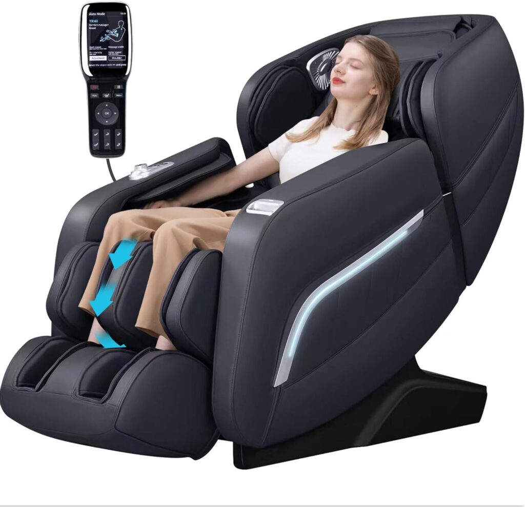 iRest A306 Massage Chair, Full Body Zero Gravity Recliner with AI Voice Control, 53.15″ SL Track, Bluetooth, 12 Modes, Yoga Stretching, Foot Rollers, Airbags Massage, Heating (Black)