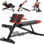 Adjustable Weight Bench,Utility Workout Bench Foldable Incline Decline Benches for Home Gym Full Body Workout,Load 600LBS