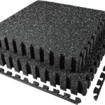 AIRHOP 0.56in Thick 48 Sq Ft Exercise Equipment Mats, 12 Tiles Upgraded Rubber Top with High Density EVA Foam, Large Interlocking Puzzle Gym Flooring for Home Gym, Heavy Weight Workout, 24 x 24in