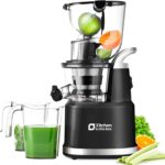 Cold Press Juicer Machines, Kitchen in the Box Slow Masticating Juicers Machine,3.26inch Large Wide Feed Chute Fit Whole Fruits & Vegetables,BPA Free,Easy to Clean (Bright Black)