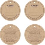 CandMak Candle Hang Tags, 160pcs 2″ Diameter Handmade with Love Scented Candle Labels, Warning Labels for Candle Making