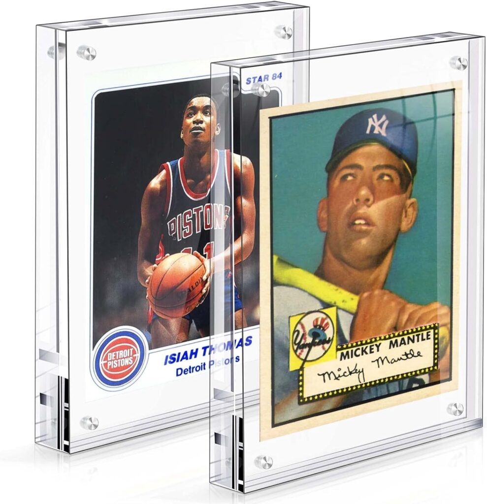 Acrylic Card Frame, Magnetic Trading Card Display Frames Desktop Display – 2 Sets Clear