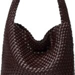 Woven Bags for Women Tote Purse: Vegan Leather Shoulder Handbags – Medium Beach Tote Bags – Handwoven Satchel Underarm Purse