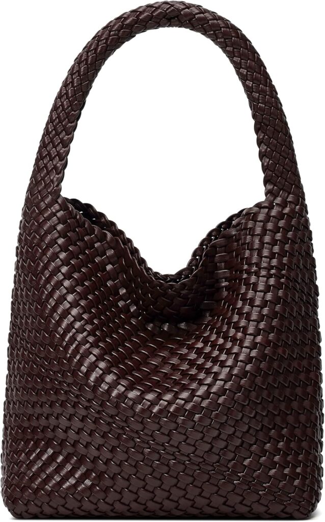 Woven Bags for Women Tote Purse: Vegan Leather Shoulder Handbags – Medium Beach Tote Bags – Handwoven Satchel Underarm Purse