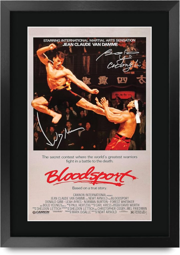 HWC Trading BloodSport The Cast Jean-Claude Van Damme 16 x 12 inch Framed Gifts Printed Poster Signed Autograph Picture for Movie Memorabilia Fans – 16″ x 12″ Framed