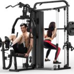 SunHome Multifunction Home Gym System Workout Station,Smith Machine with 138LB Weight Stack, Leg Press, LAT Station for Full Body Training