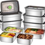 10-Piece Stainless Steel Food Storage Container Set with Airtight Lids – Durable, Eco-Friendly Kitchen Organizers for Freshness & Convenience,Pantry, Dishwasher Safe (Various Sizes)