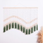 zidqpiu Large Macrame Wall Hanging Boho Wall decor, Large Tapestry Tassel Wall Hanging with Wood Beads,Wall art Decor for Bedroom Living Room, 43″ W x 30″ H (Green-wave)